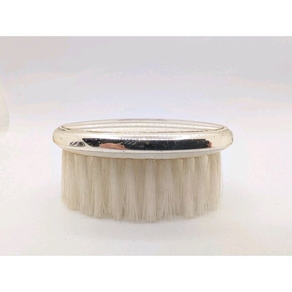 Vintage  baby brush Web Sterling Deco Pinstripe Palm  Bristles Monogram D. B. M - Picture 1 of 10